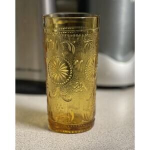 1 Vintage‎ Brockway Glass American Concord Amber Water Glass Goblet Tumbler 8oz